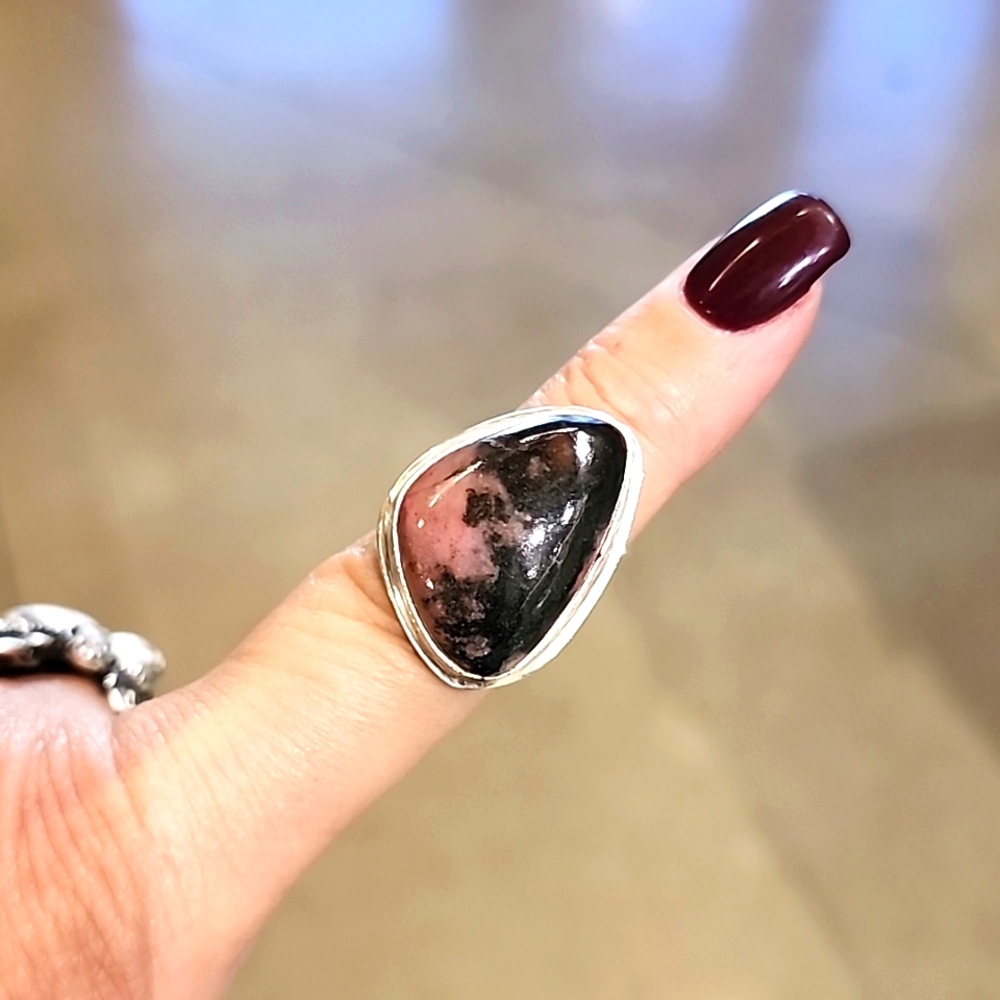 Sterling silver and Rhodonite ring
